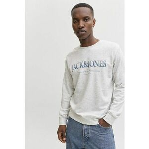 Bluza de trening cu imprimeu logo - mansete si terminatii elastice - Gri deschis melange imagine