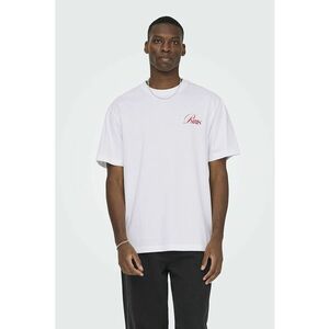 Tricou de bumbac organic cu imprimeu grafic si text - Rosu/Alb imagine