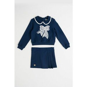Set de fusta si bluza de trening cu guler Peter Pan - Bleumarin imagine