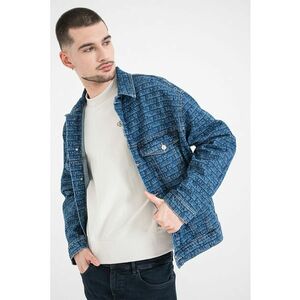 Jacheta din denim cu imprimeu - Albastru inchis imagine