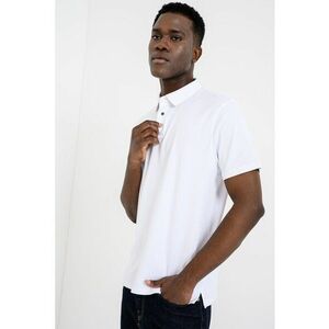 Tricou polo slim fit din bumbac - Alb imagine