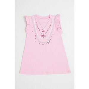 Rochie din bumbac cu model - Roz deschis imagine