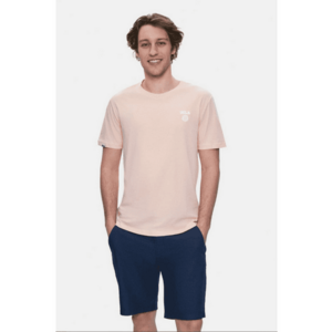 Tricou regular fit - decolteu la baza gatului - imprimeu cu logo - Roz - BASS - Roz imagine