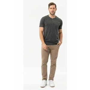 Tricou pentru barbati T-Warren grafit cu gat cu nasturi - Gri grafit imagine