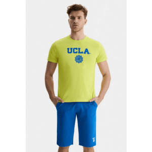 Tricou regular fit - decolteu la baza gatului - imprimeu cu logo - Verde - GAYLEY - Verde imagine