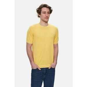 Tricou regular fit cu decolteu la baza gatului Fared - Galben imagine