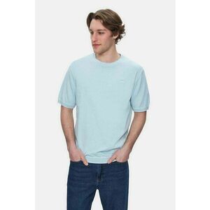 Tricou regular fit cu decolteu la baza gatului Fared - Albastru imagine