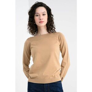 Pulover cu decolteu barcuta - Maro camel imagine