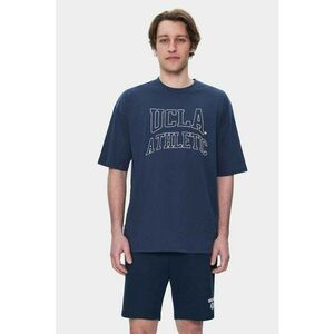 Tricou regular fit - decolteu la baza gatului - imprimeu cu logo - Bleumarin - WEBSTER - Bleumarin imagine