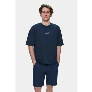 Tricou regular fit - decolteu la baza gatului - imprimeu cu logo - Bleumarin - SINCLAIR - Bleumarin imagine