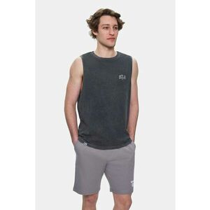 Maiou regular fit - decolteu la baza gatului - imprimeu cu logo - Negru - ELTON - Negru imagine