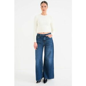 Pulover slim fit cu model torsade - Alb fildes imagine