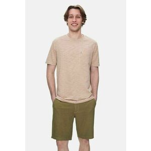 Tricou regular fit cu decolteu la baza gatului Caleb - Bej imagine
