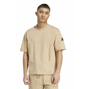 Tricou cu decolteu la baza gatului si detaliu cu logo pe maneci - Negru/Maro camel imagine