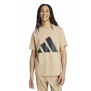 Tricou cu decolteu la baza gatului si imprimeu logo - Negru/Maro camel imagine