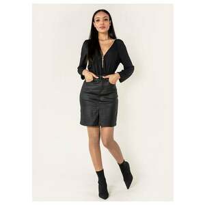 Fusta scurta din piele ecologica Negru mat LC213 M9 18743 - Negru imagine