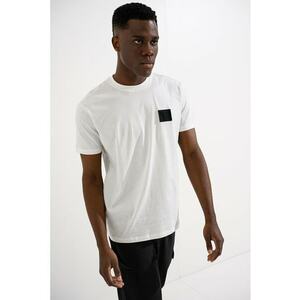 Tricou regular fit cu decolteu la baza gatului - Alb/Negru imagine