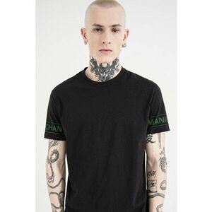 Tricou de bumbac cu logo pe maneca - Verde/Negru imagine