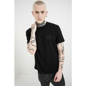 Tricou regular fit cu decolteu la baza gatului - Negru imagine