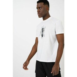 Tricou de bumbac cu logo frontal - Alb/Negru/Verde padure imagine