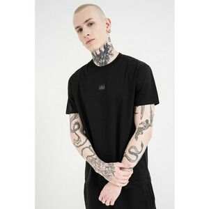 Tricou de bumbac cu decolteu la baza gatului si logo - Negru imagine