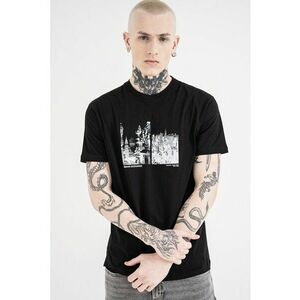 Tricou regular fit cu model grafic - Negru/Alb murdar imagine