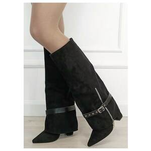 Cizme negre elegante cu toc comod 2502A-1 19 18930 - Negru imagine