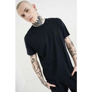 Tricou regular fit cu decolteu la baza gatului - Negru/Bleumarin imagine