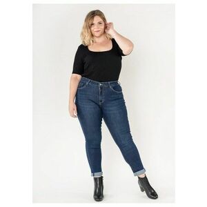 Blugi dama basic marimi mari albastri P608-9 M10 18761 - Albastru imagine