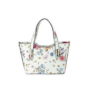 Geanta alba din piele naturala cu imprimeu floral 8904 131 19189 - Alb imagine
