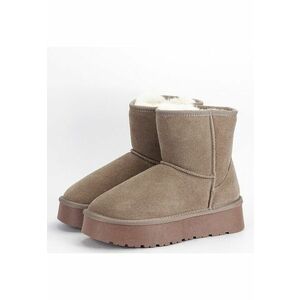 Cizme scurte kaki deschis din piele naturala W5825 110 18779 - Kaki imagine