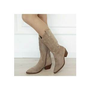 Cizme maro deschis cu broderie 7697A 115 18870 - Maro imagine