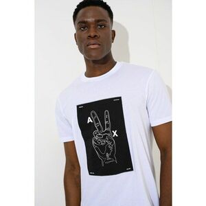 Tricou regular fit cu model grafic - Negru/Alb optic imagine