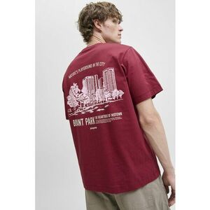 Tricou din bumbac organic cu model grafic pe spate - Rosu/Alb imagine