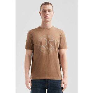 Tricou de bumbac cu logo - Maro inchis imagine
