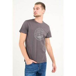 Tricou cu design grafic si decolteu la baza gatului - Lila pal imagine