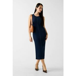 Rochie din amestec de lyocell cu slit pe partea din spate - Bleumarin imagine