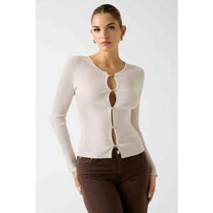 Pulover slim fit cu decolteu rotund - Maro nisip imagine