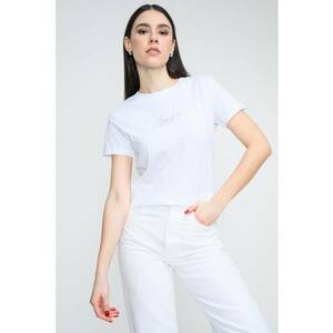 Tricou din bumbac cu logo - Alb optic imagine