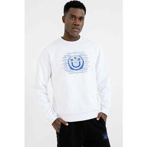 Bluza de trening cu imprimeu logo si maneci cazute - Albastru royal/Alb optic imagine
