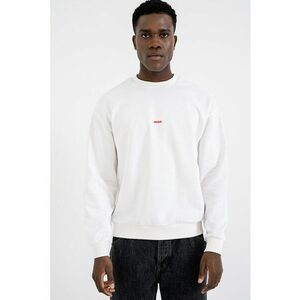 Bluza de trening cu maneci cazute si imprimeu pe partea din spate - Negru stins/Alb optic imagine