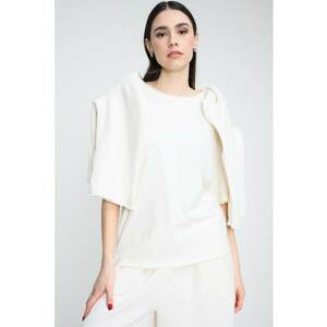 Tricou lejer cu model uni - Alb fildes imagine