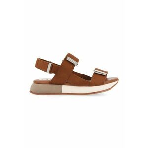 Sandale din material textil cu talpa wedge - Maro scortisoara imagine