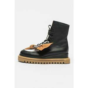 Ghete de piele - Alb/Negru/Maro camel imagine