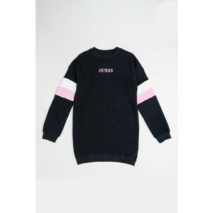 Rochie cu benzi contrastante pe maneci si logo brodat - Alb/Negru/Roz imagine