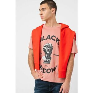 Tricou de bumbac cu imprimeu grafic - Negru/Roz prafuit imagine