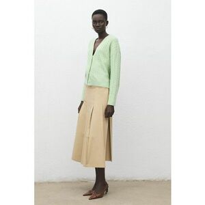 Cardigan din amestec de lana - Verde pal imagine