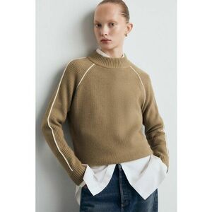 Pulover regular-fit cu model uni - Maro nisip imagine