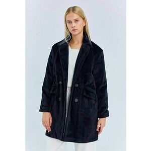 Palton dama - midi gros - negru - textil imagine