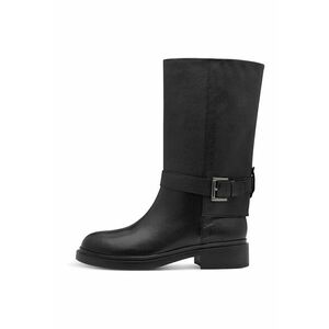 Cizme mid-calf din piele - Negru imagine